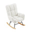 Chaise Berçante en Tissu Teddy Blanc Cassé