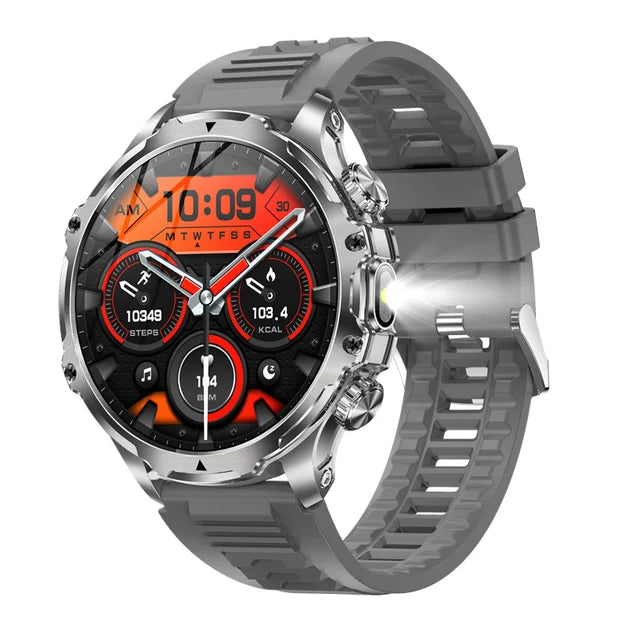 AK75 Smart Watch Flashlight  Men Outdoors Sports Fitness Tracker 700mah Large Battery BT Calling LED Light Smartwatch - Korvel