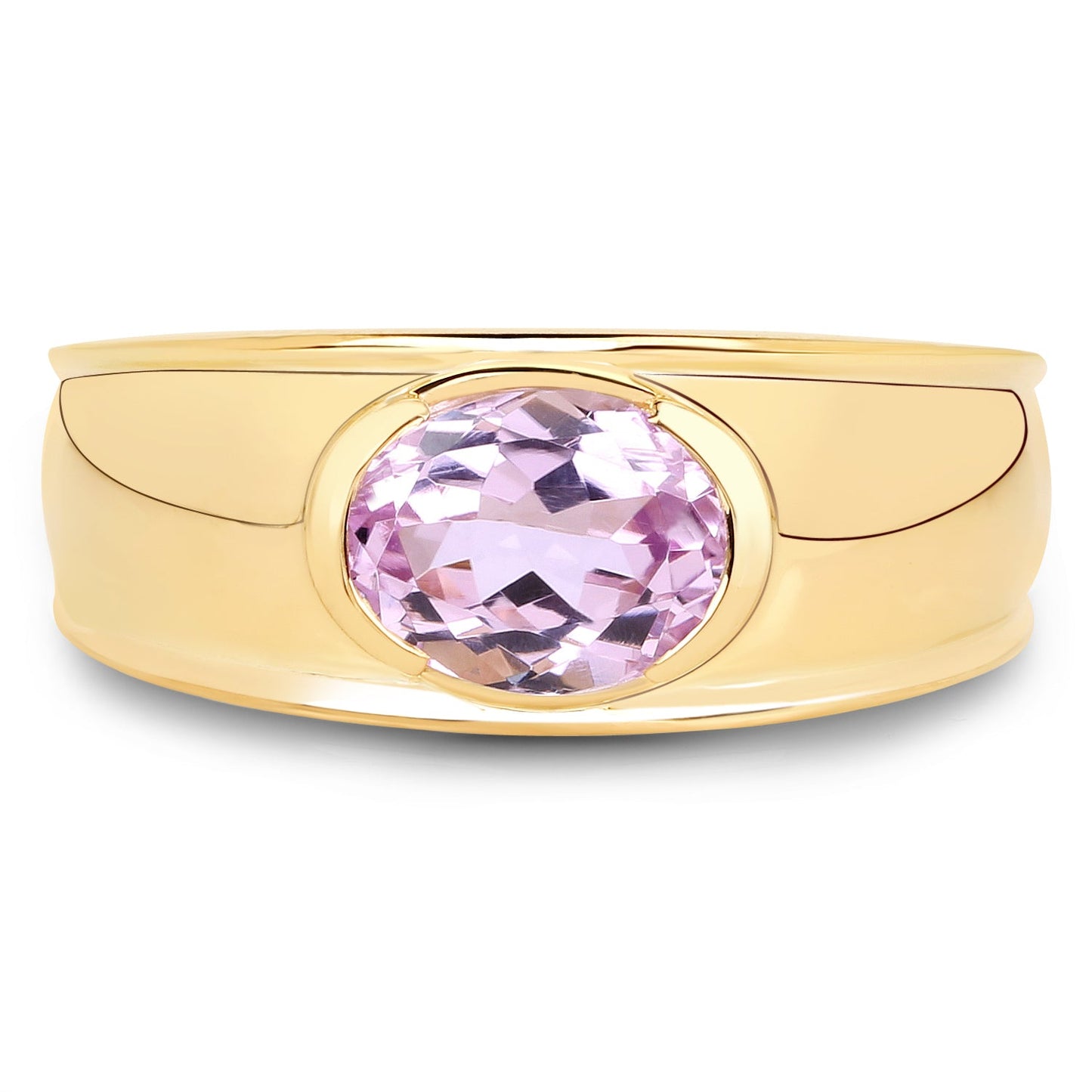 Bague de fiançailles en argent sterling plaqué or jaune 14K avec kunzite