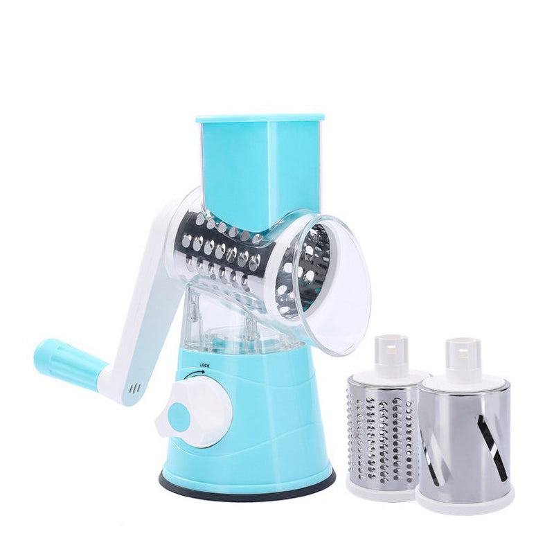 5-in-1 Cheese Grater: Gourmet, Rotary with Hand Crank, 10 Blades (3 Blades-C), for Cheese & Vegetable Slicing. - Korvel