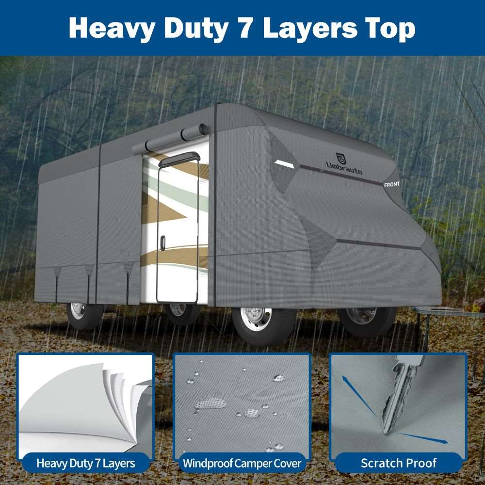 Umbrauto RV Cover Class C Upgraded 7 Layers Anti-UV Top Panel Motorhome Cover，Gray - Korvel