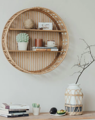 Weaving layer shelf storage rack background wall storage display shelf Bohemian style storage rack - Korvel