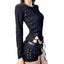 Camiseta de manga larga de estilo oscuro post-apocalíptico con cuello redondo