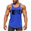 Letter printed men's fitness sports vest slim shoulder strap I-shaped vest cotton - Korvel