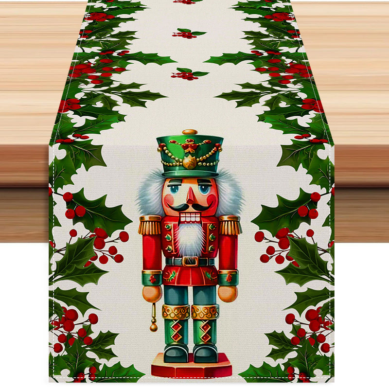 Christmas linen table flag walnut clip printed tablecloth holiday table decoration tablecloth tea flag pad - Korvel