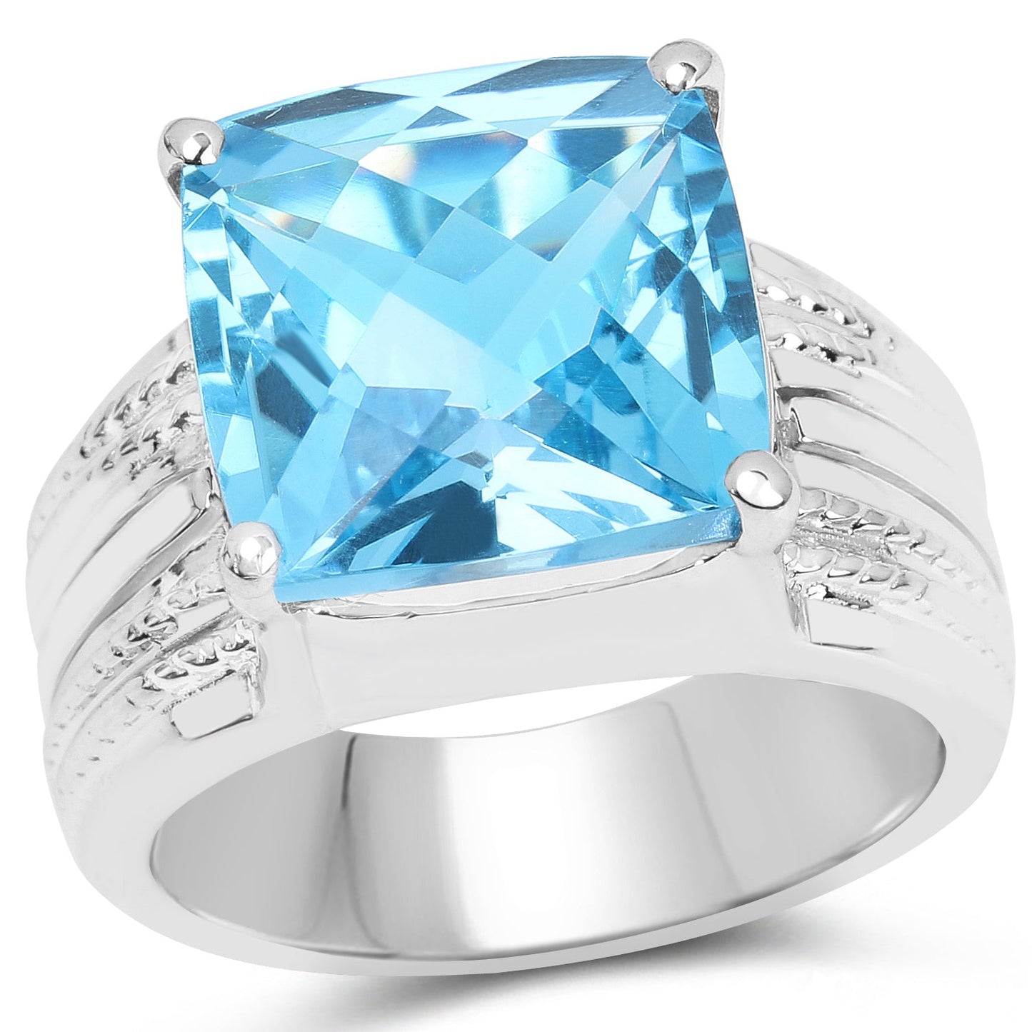 7.50 Carat Genuine Swiss Blue Topaz Sterling Silver Ring