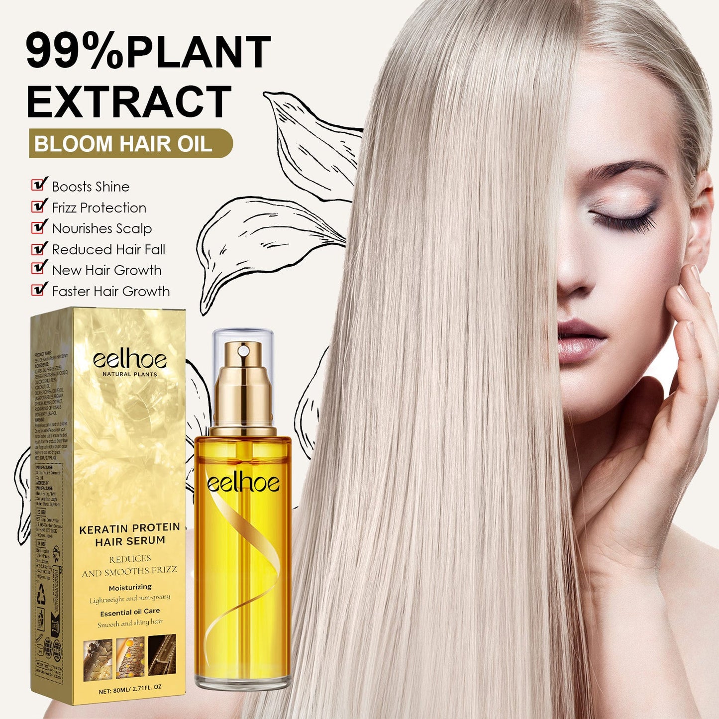Keratin Hair Essence Spray, Hair Repair To Improve Dry Curly Frizz Pomade Essence - Korvel