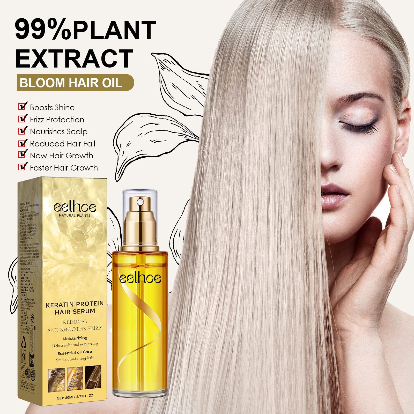 Keratin Hair Essence Spray, Hair Repair To Improve Dry Curly Frizz Pomade Essence - Korvel