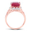 14K Rose Gold Plated 5.54 Carat Ruby & White Topaz Ring