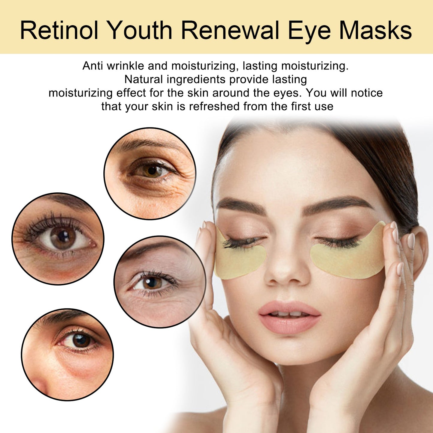 Retinol Eye Mask, Lightening And Lifting Fine Lines Around Eyes Repair Dark Circles And Eye Bags Moisturizing Eye Mask - Korvel