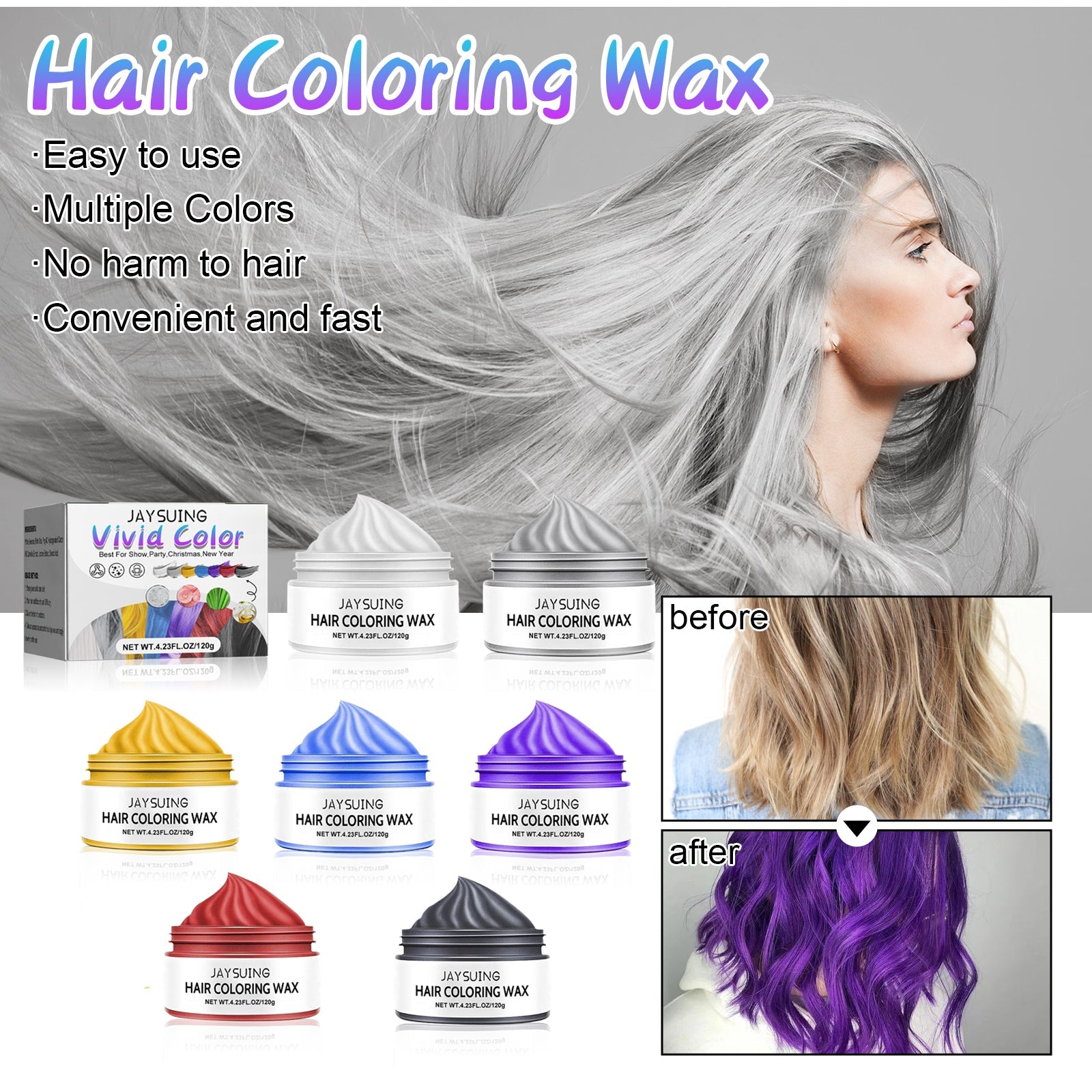 Hair Cream, Covering White Hair, Easy Coloring, Non-Dampening, Tide Color Beauty Hair Cream - Korvel