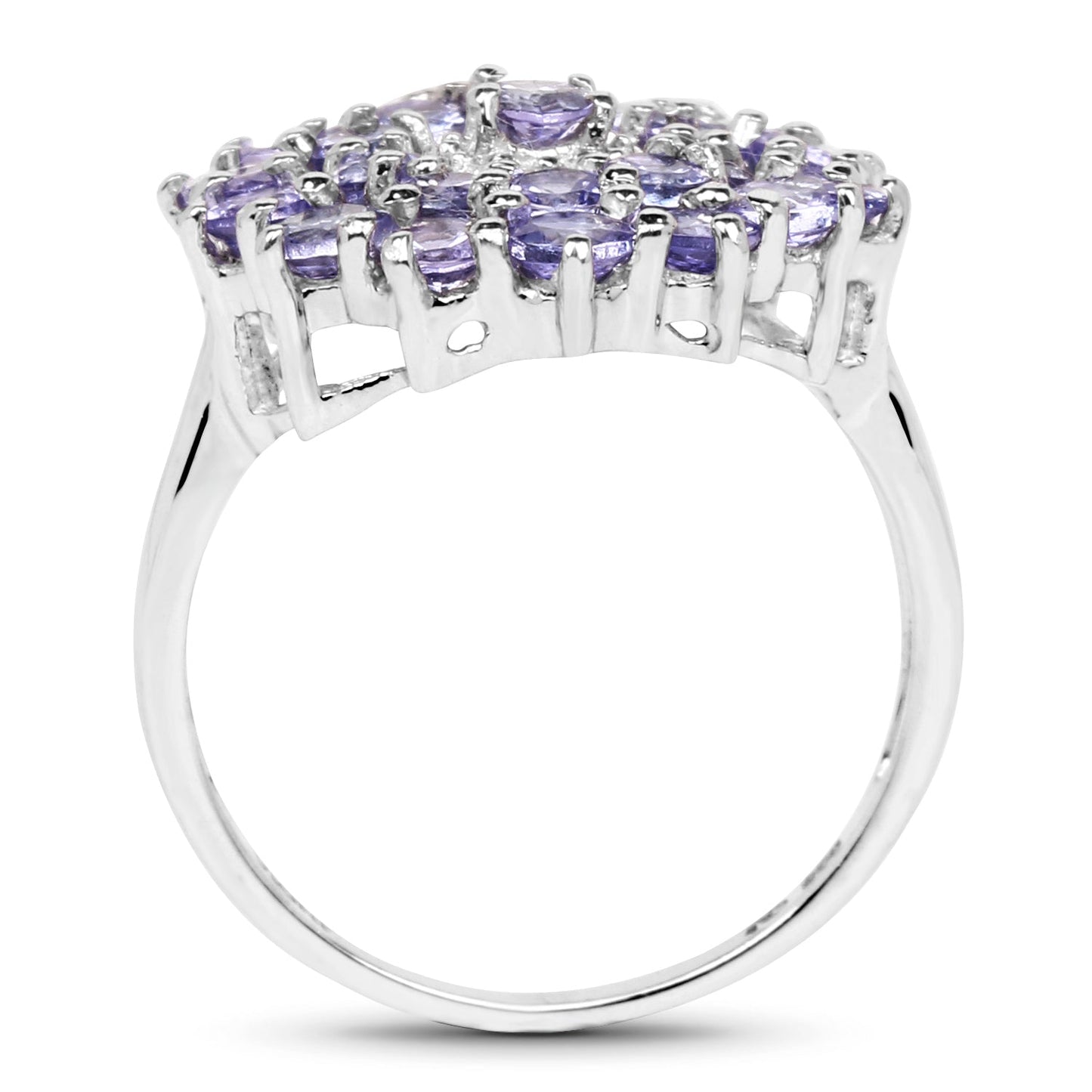 Bague de fiançailles en argent sterling avec tanzanite véritable de 2,27 carats