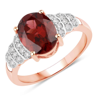 2.87 Carat Rhodolite and Diamond 14K Rose Gold Engagement Ring