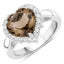 Anillo de Plata de Ley con Cuarzo Ahumado de 3.48 Quilates y Topacio Blanco