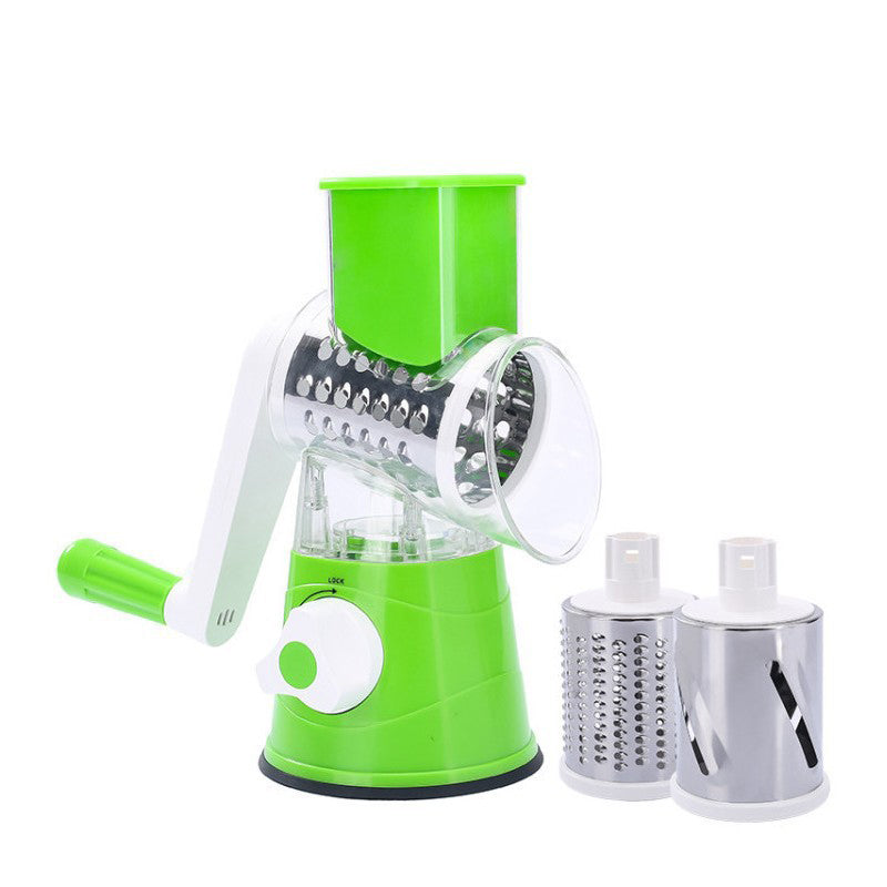 5-in-1 Cheese Grater: Gourmet, Rotary with Hand Crank, 10 Blades (3 Blades-C), for Cheese & Vegetable Slicing. - Korvel