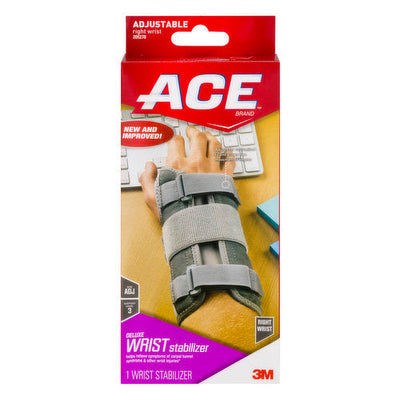 ACE Deluxe Adjustable Right Wrist Stabilizer - Gray