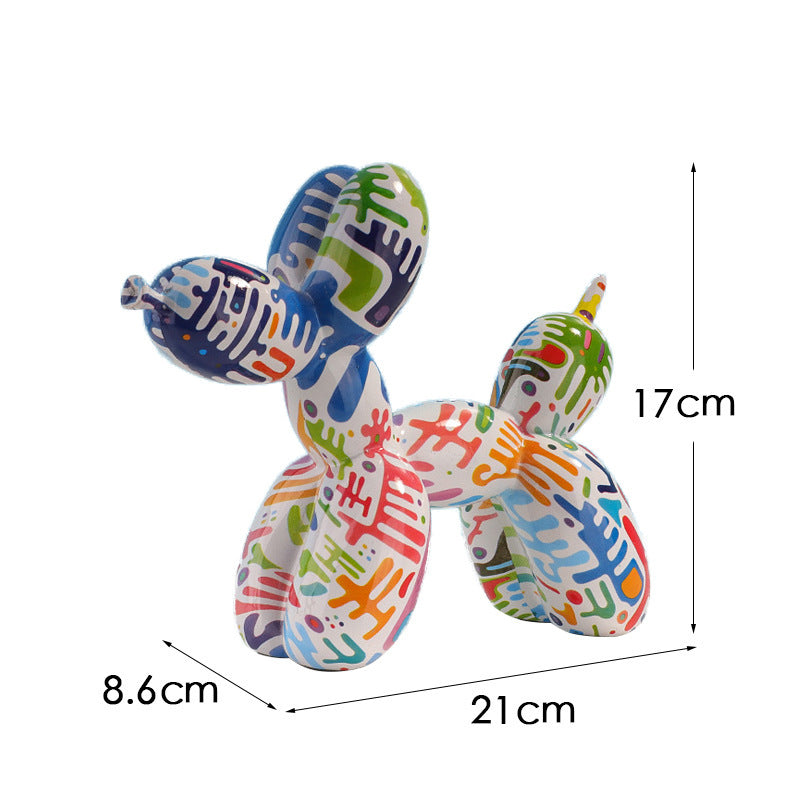 New black and white plaid balloon dog ornaments creative TV cabinet wine cabinet living room porch resin crafts - Korvel