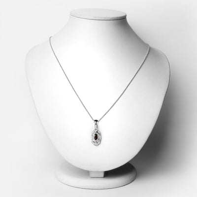 0.63 Carat Genuine Garnet and White Topaz Pendant in Sterling Silver