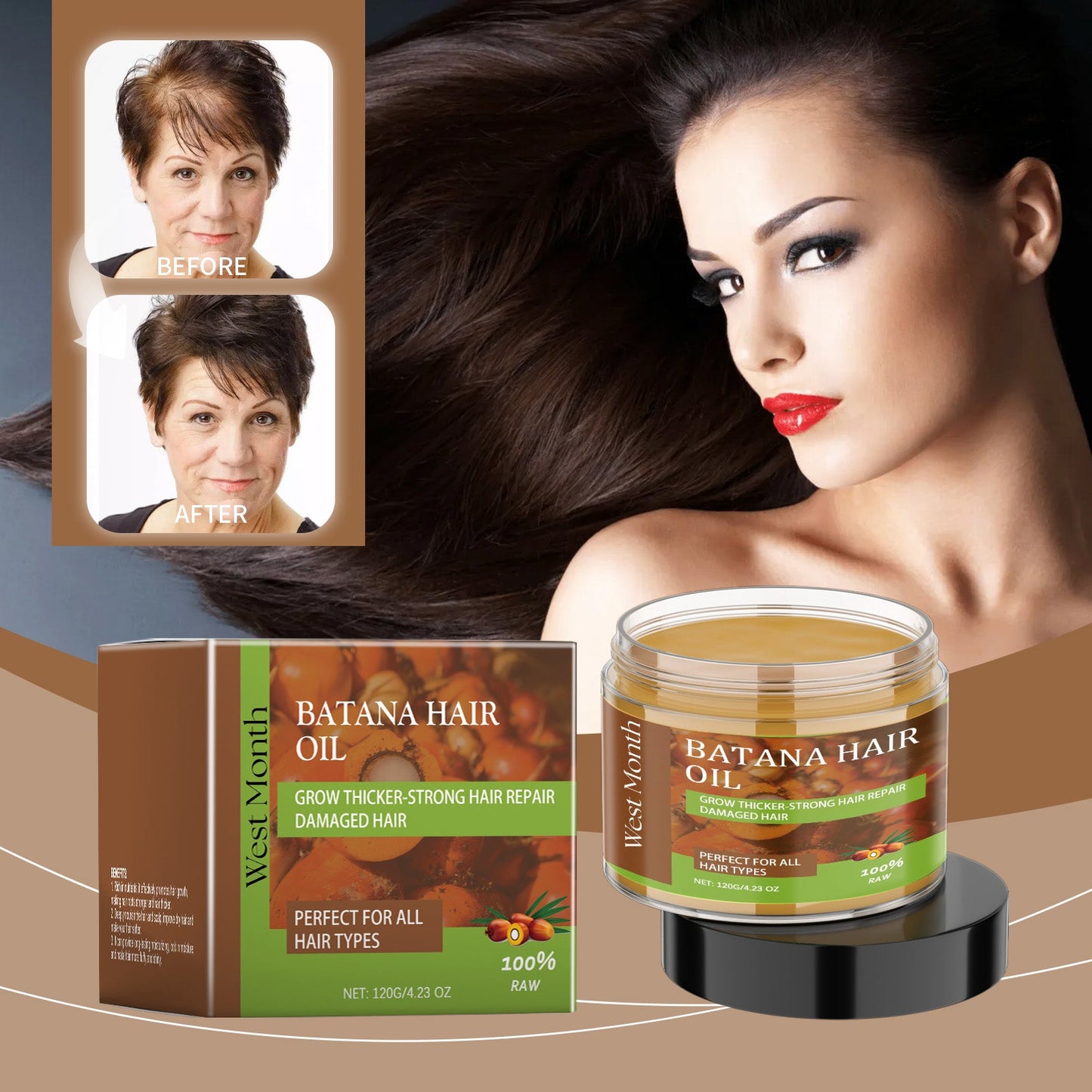 Huile de soin capillaire Batana pour hydrater et réparer les cheveux secs