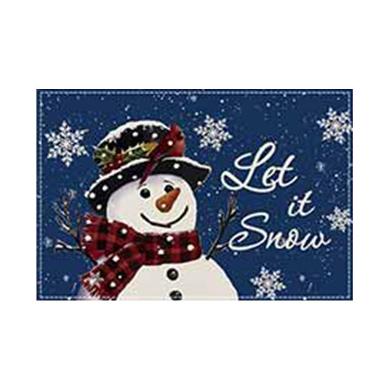 Christmas Snowman Linen Meal Mat Snowflake Grid Printed Table Mat Christmas Party Decoration Insulation Mat Holiday Decoration - Korvel