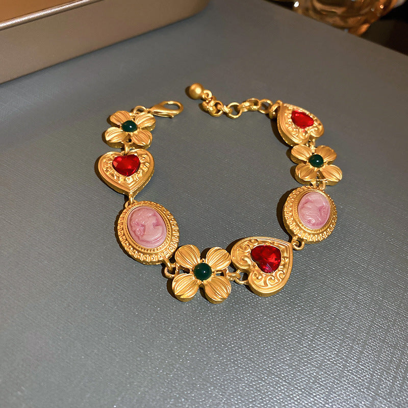 Copper Inlaid Rhinestone Vintage Bracelet - Korvel