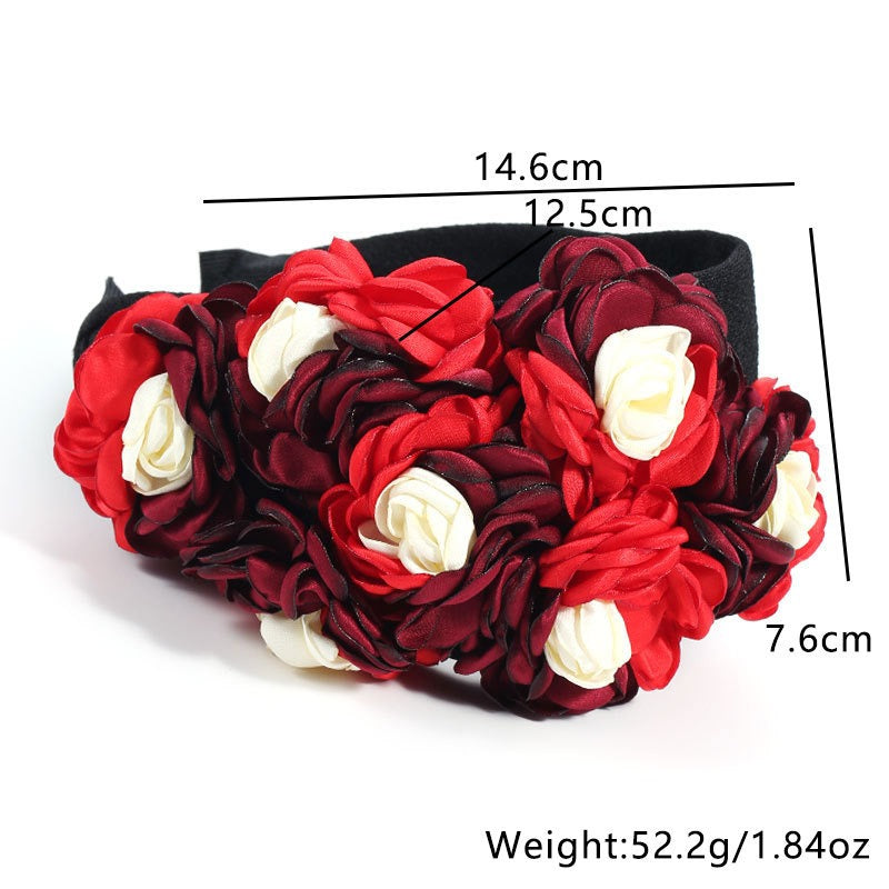 Handmade fabric side three-dimensional flower headband - Korvel
