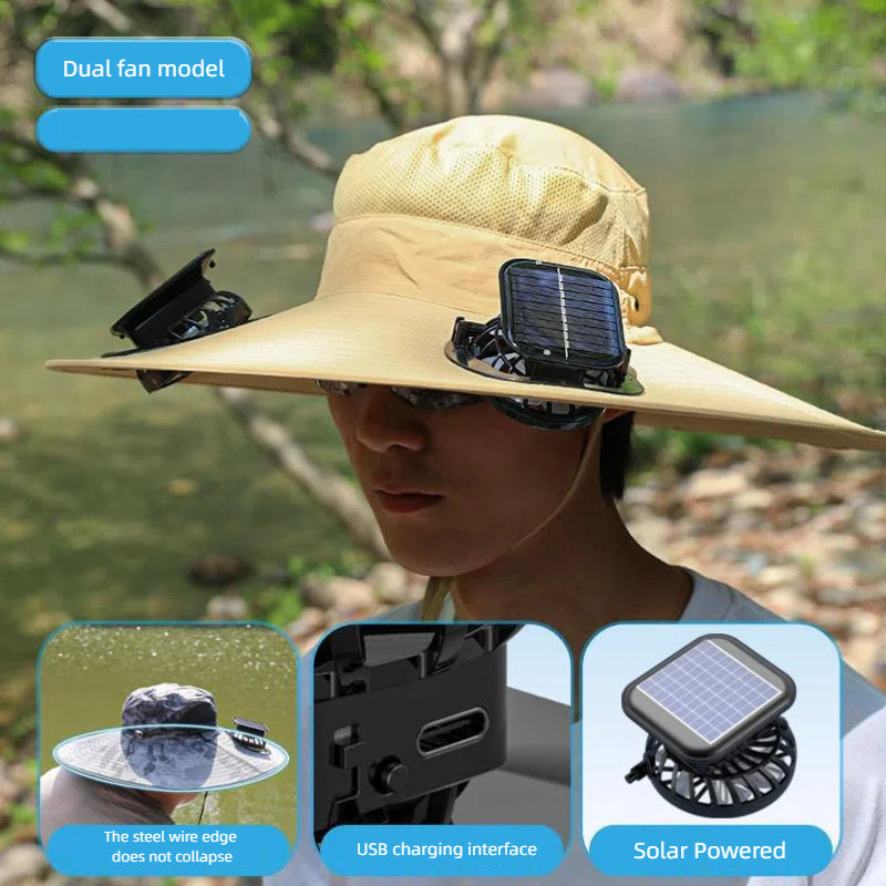 Sombrero de sol para hombres con ventilador incorporado para protección UV