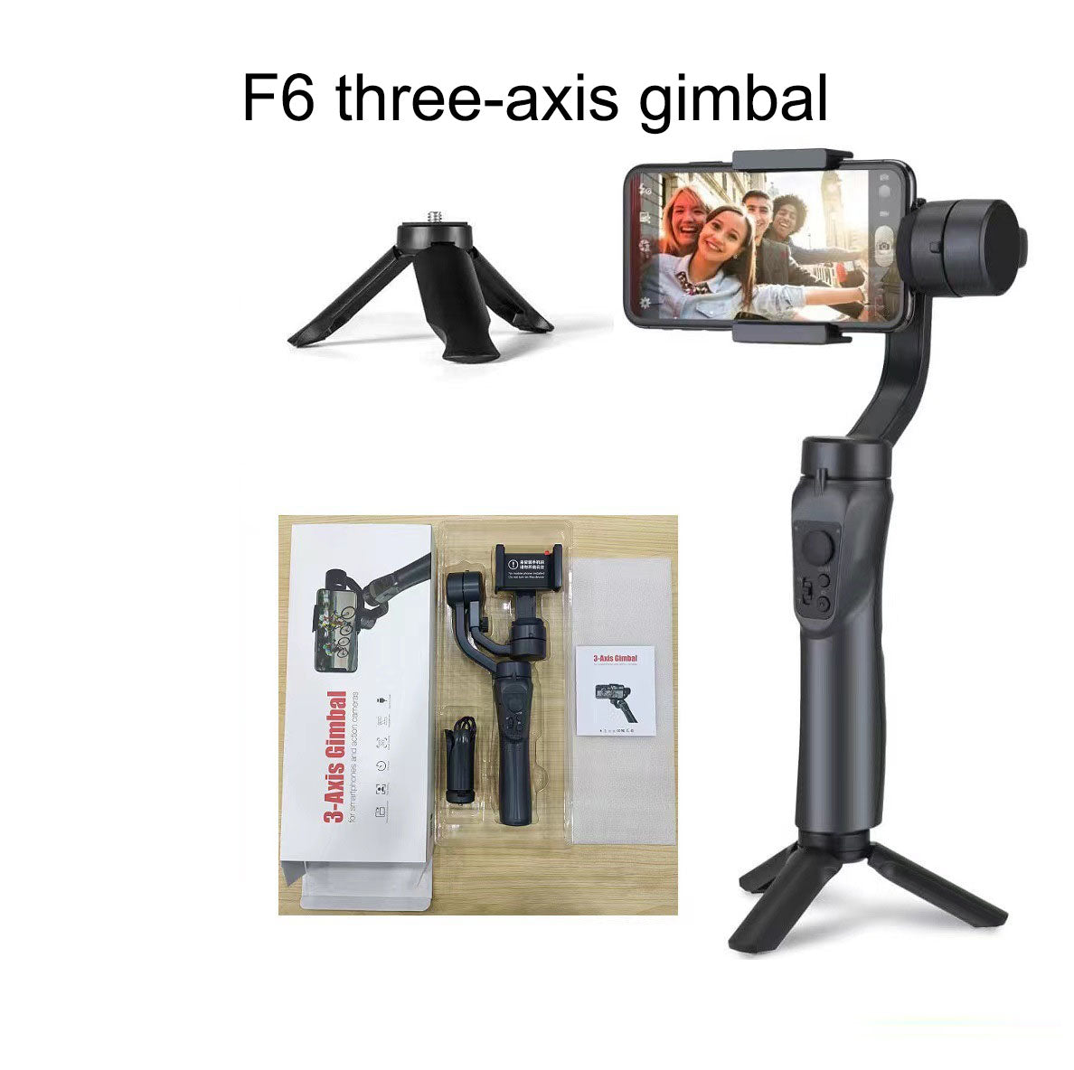 Three-axis handheld gimbal F6 stabilizer mobile phone three-axis stabilizer intelligent anti shake outdoor live streaming stand - Korvel