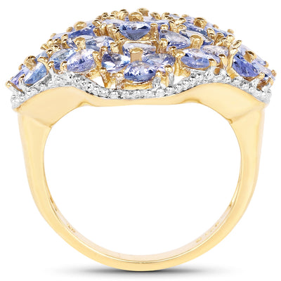 14K Yellow Gold Plated Tanzanite Cluster Ring