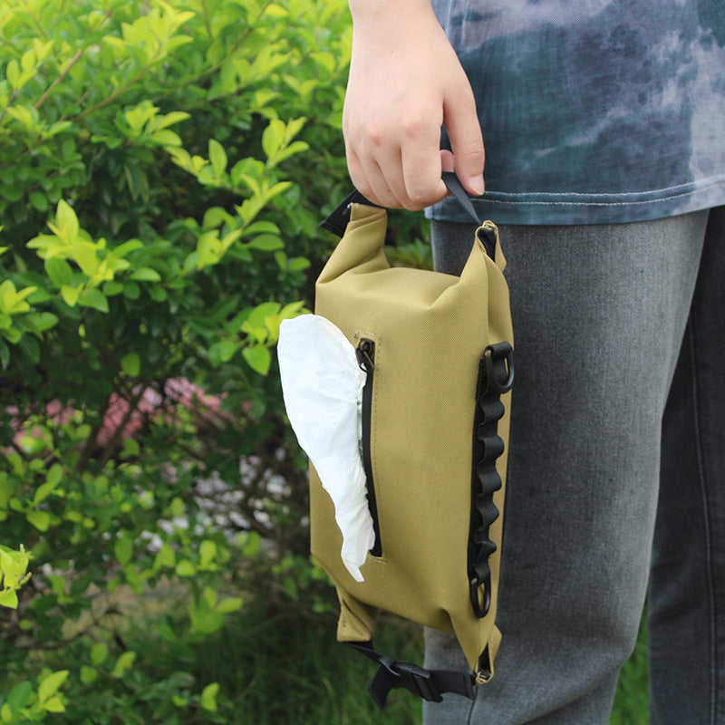 Outdoor camping wet tissue paper box camouflage waterproof canvas tissue bag square hand-held tissue storage bag - Korvel