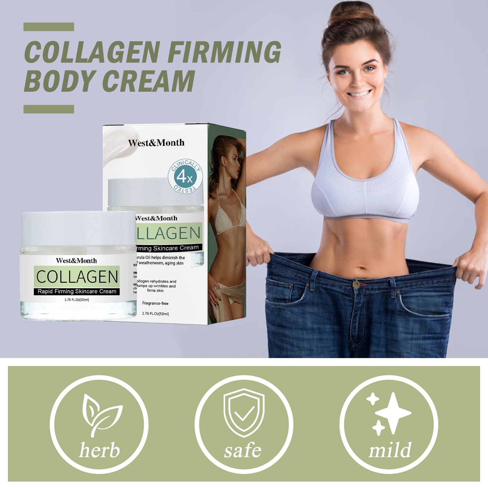 Collagen Rapid Firming Skincare Cream, Tighten Belly Body Sculpting Massage And Slimming Cream - Korvel