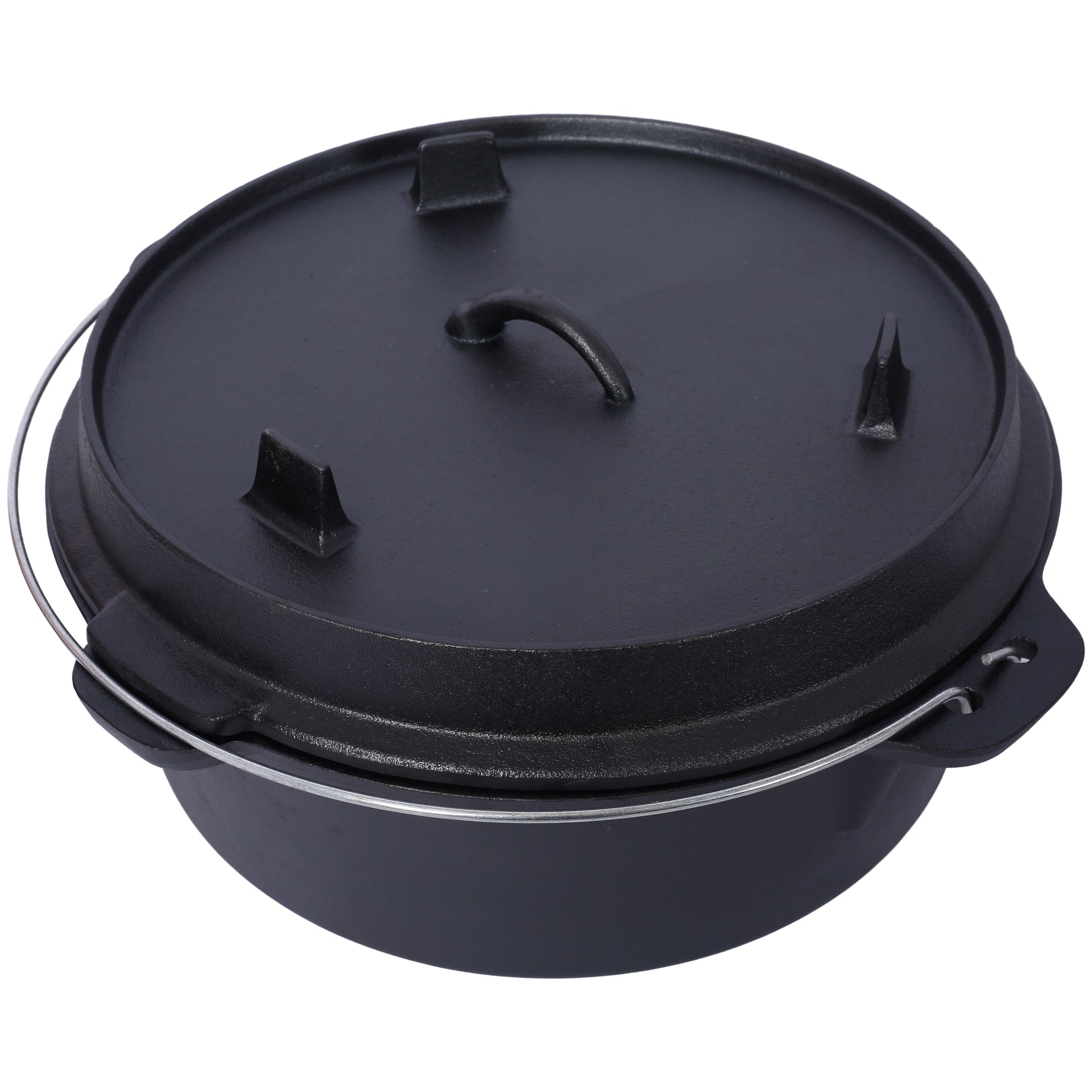 ast iron Dutch oven with lid, outdoor camping deep pot, used for camping, cooking, barbecue and leg rest,  12 Quart - Korvel