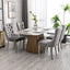 High end tufted solid wood velvet soft cushion dining chair chrome plated leg nail decoration gray and chrome two-piece set - Korvel