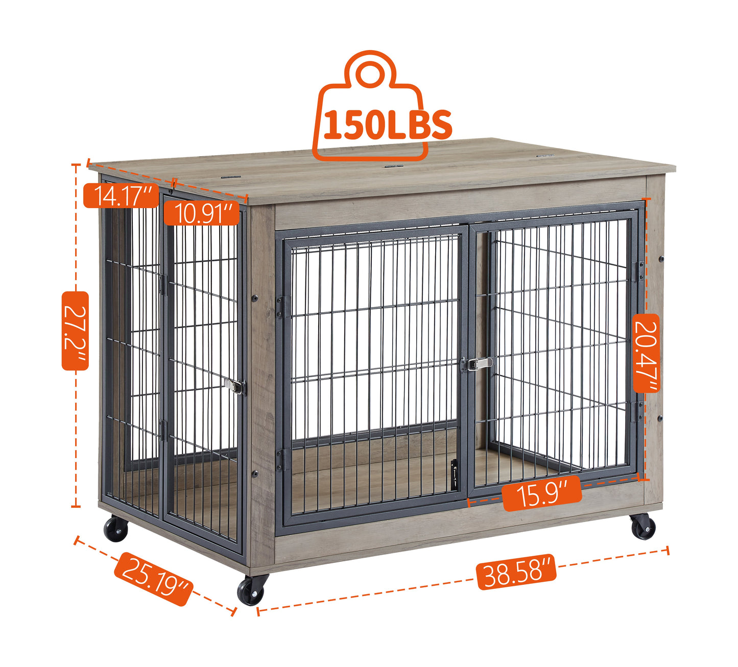 Table d'appoint pour chien de style mobilier sur roues