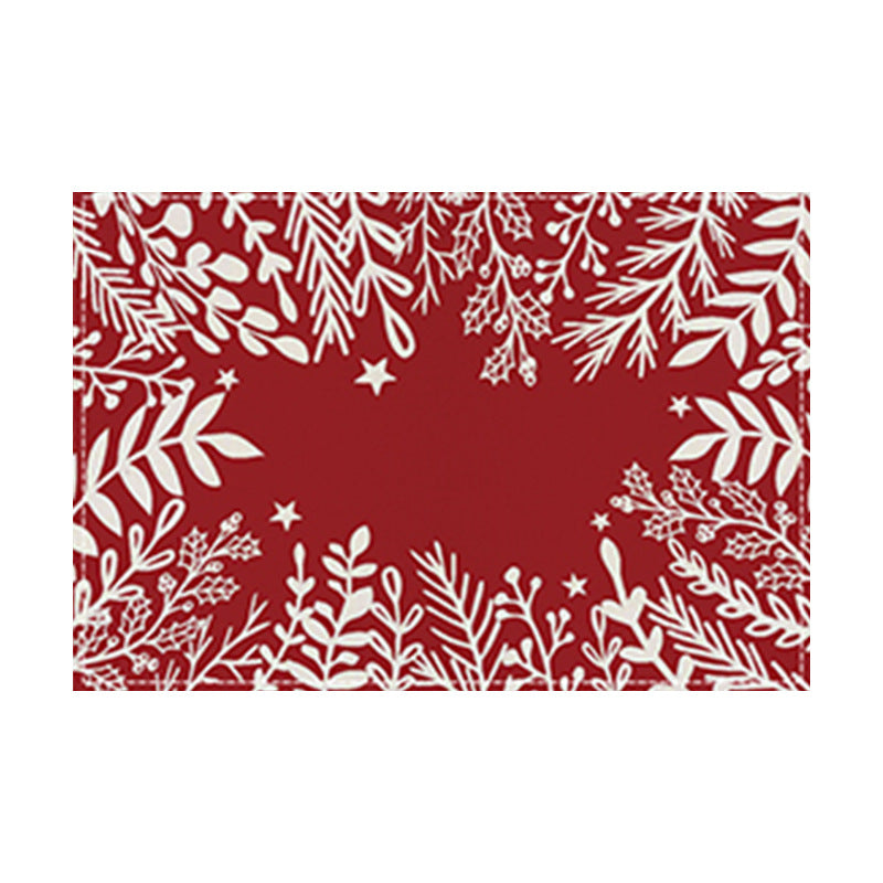 Christmas tree bell print placemat red striped plaid linen table mat Christmas party decoration insulation mat - Korvel