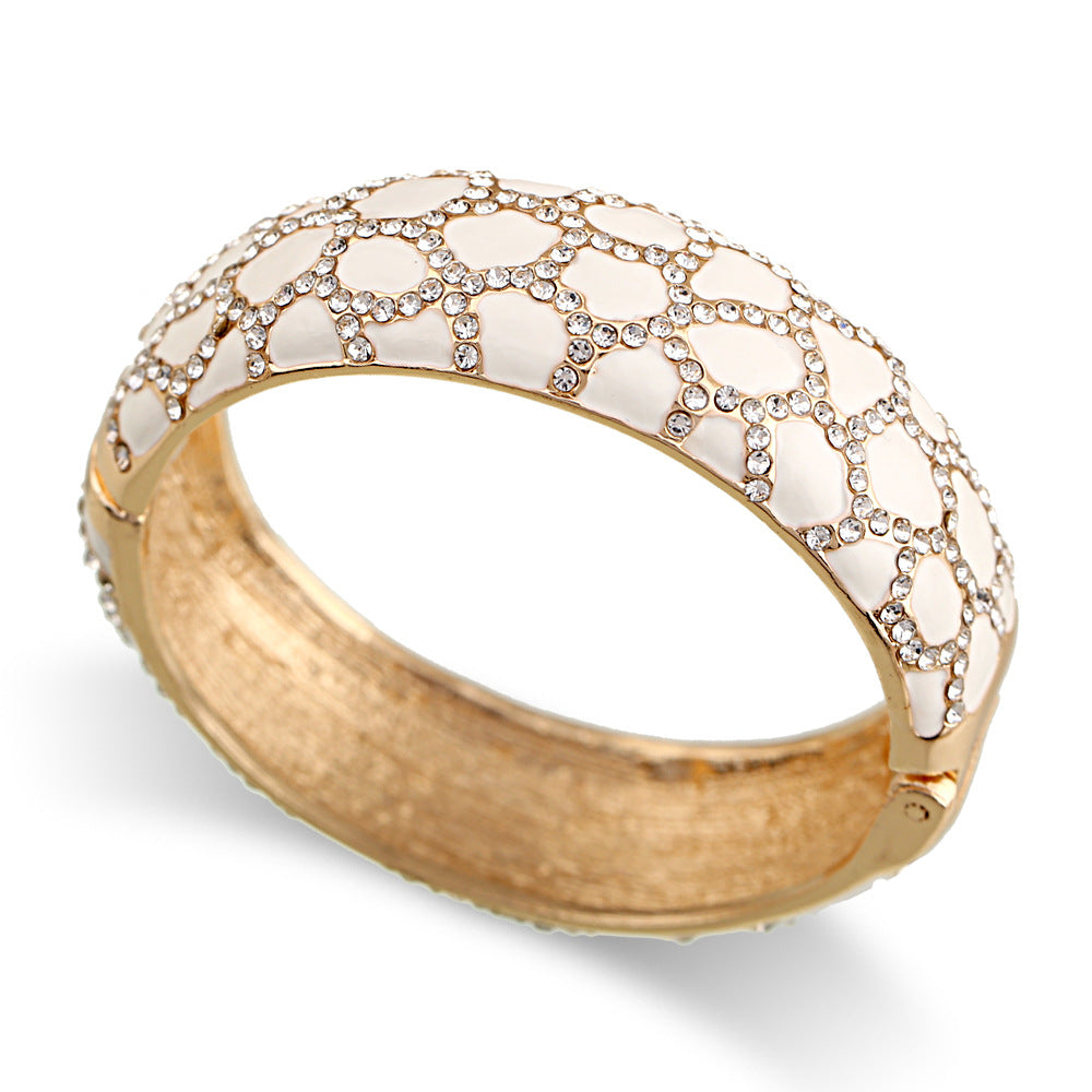 Leopard Patterned Enamel Diamond Drop Bracelet