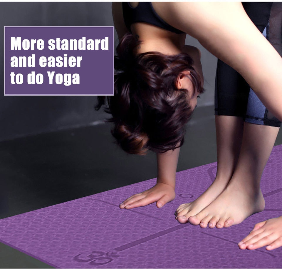 1830*610*6mm TPE Yoga Mat with Position Line Non Slip Carpet Mat For Beginner Environmental Fitness Gymnastics Mats - Korvel