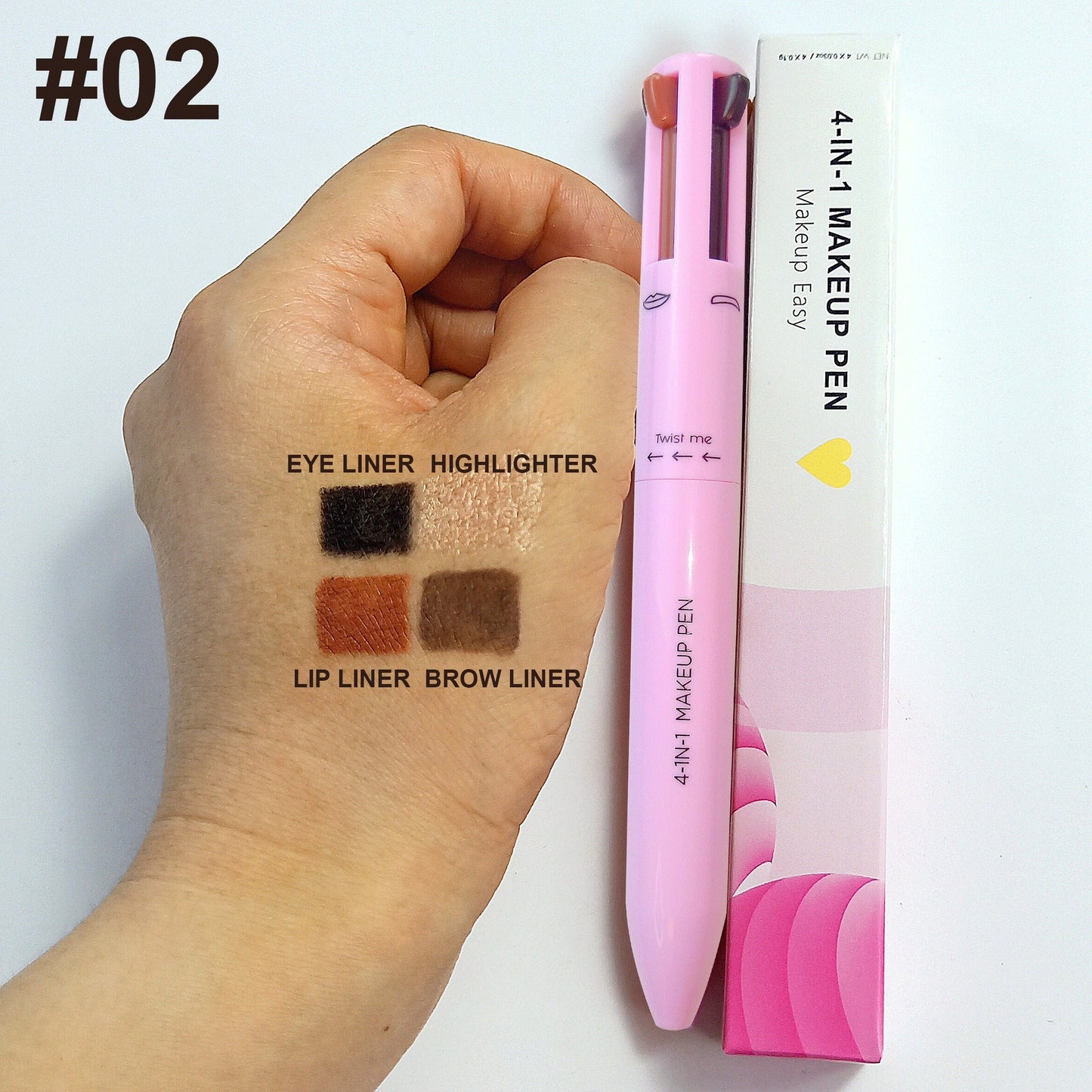 4 In 1 Eyebrow Pencil Waterproof Drawing Eye Brow Makeup Pen Long-Wear Eyeliner Eyebrow Highlighter Stick Makeup Cosmetic Tool - Korvel