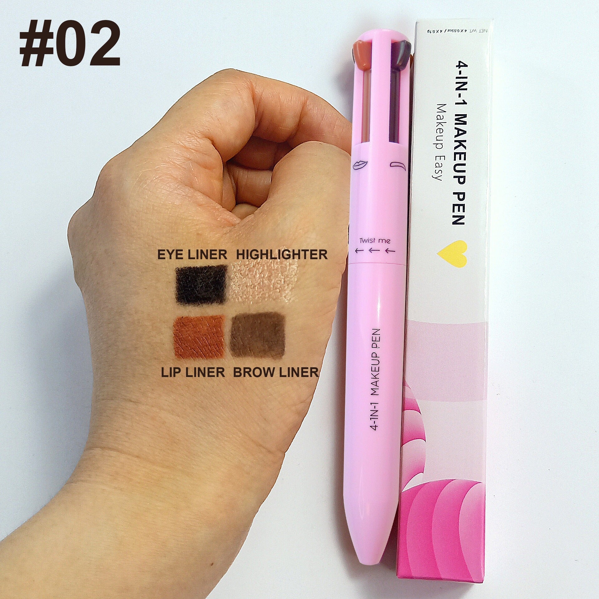 4 In 1 Eyebrow Pencil Waterproof Drawing Eye Brow Makeup Pen Long-Wear Eyeliner Eyebrow Highlighter Stick Makeup Cosmetic Tool - Korvel