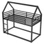 Twin over Twin House Bunk Bed with Built-in Ladder - Black