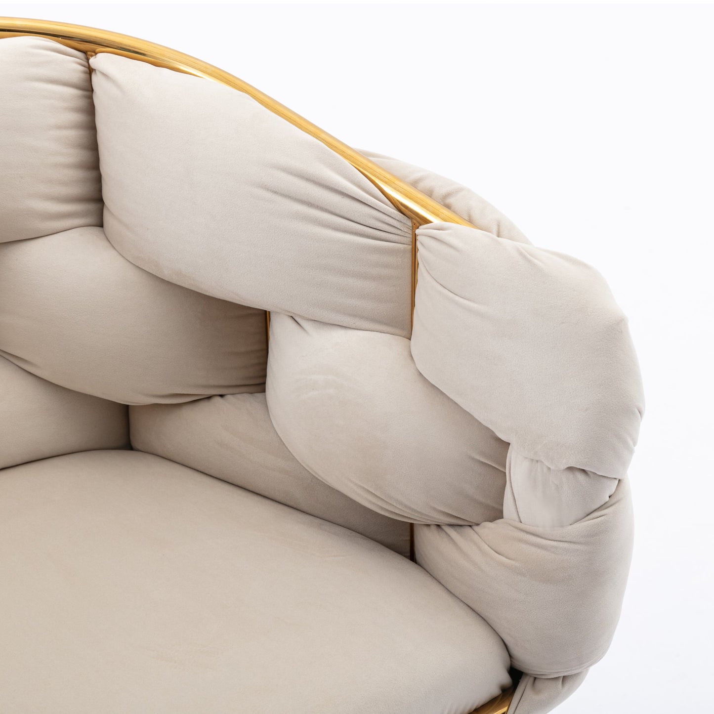 Luxury modern simple leisure velvet single sofa chair bedroom manicure table back chair beige - Korvel