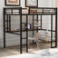 Full Size Loft Metal&MDF Bed with Long Desk and Shelves Black - Korvel