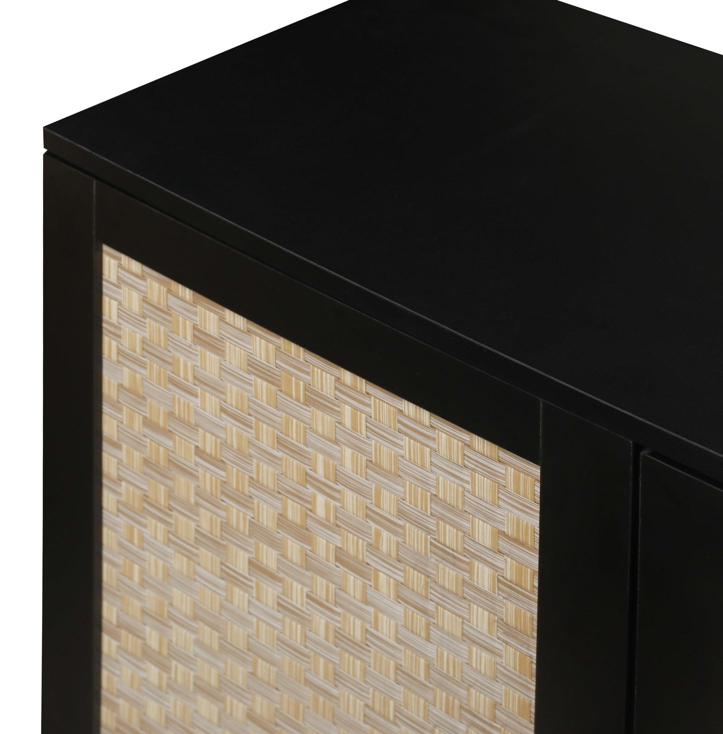 Rattan 4-Door Sideboard , Sideboard Buffet Storage Cabinet,Accent Storage Cabinet , Large Cabinet With 4 Rattan Decorated Doors - Korvel