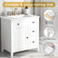 30" Bathroom Vanity with Sink Top, Bathroom Vanity Cabinet with Door and Two Drawers, Solid Wood Frame, One Package, White - Korvel