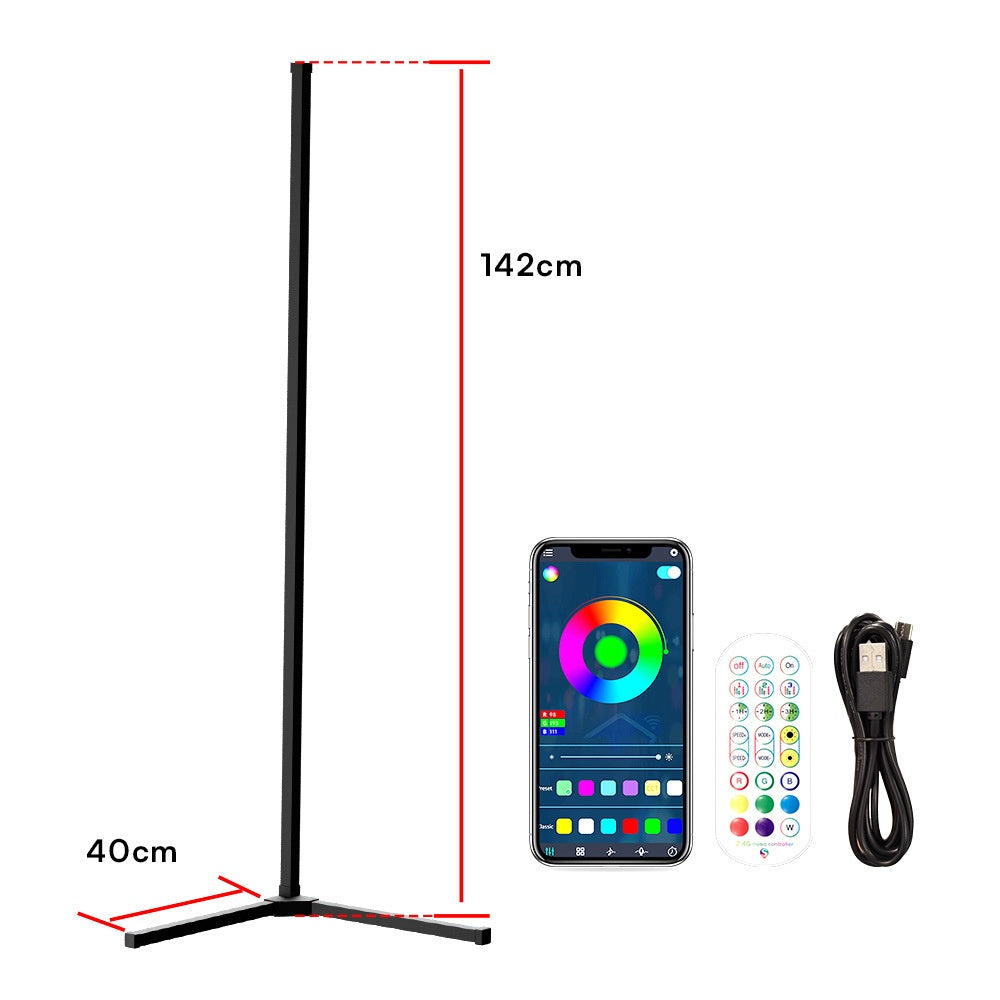 Ambient Floor Lamp RGBIC Corner Light Three-Section Spliced Bluetooth LED Modern Minimalist Table Lamp Voice-Activated Light - Korvel