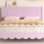 Queen Size Wood Platform Bed Frame, Retro Style Bed with Rectangular Headboard,No Need Box Spring,Pink - Korvel
