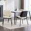 2-piece retro linen chair set with curved wooden backrest, cushioned seat, adjustable metal legs, (Beige PU) - Korvel
