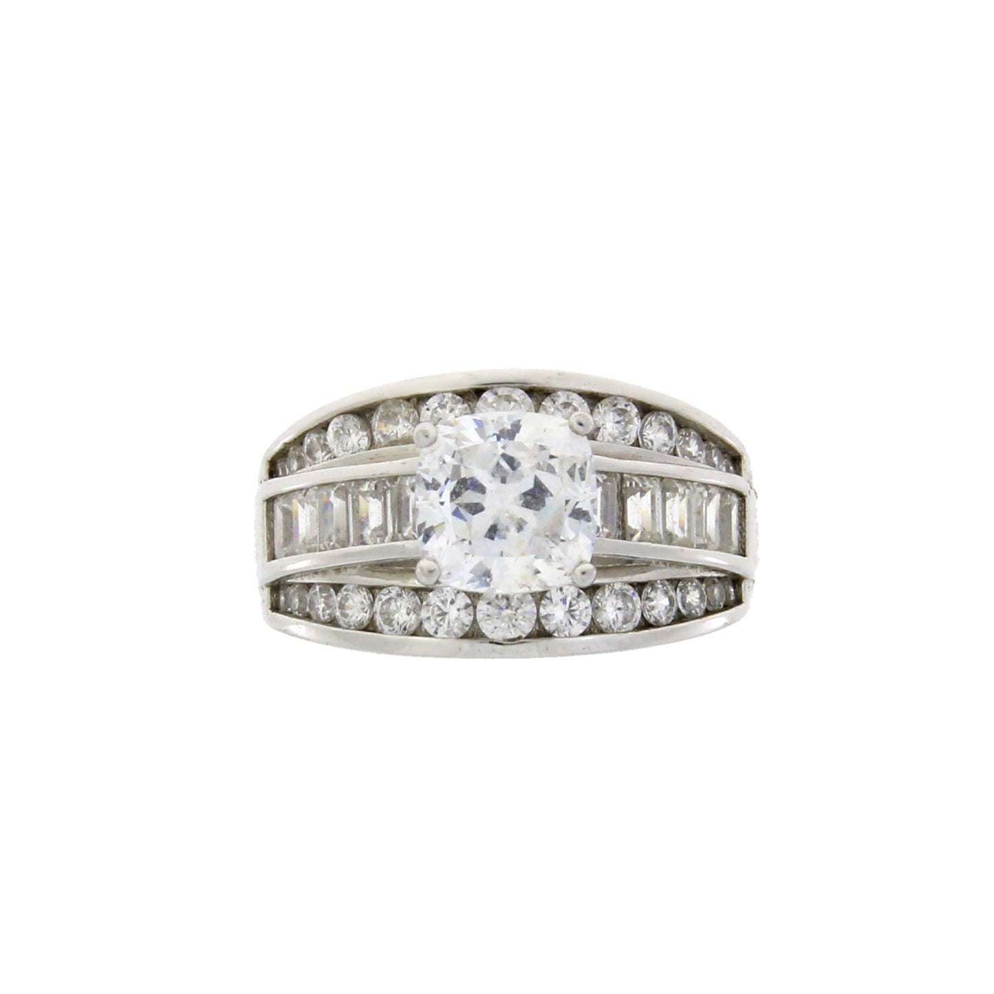 Natural Cubic Zirconia Sterling Silver Engagement Ring