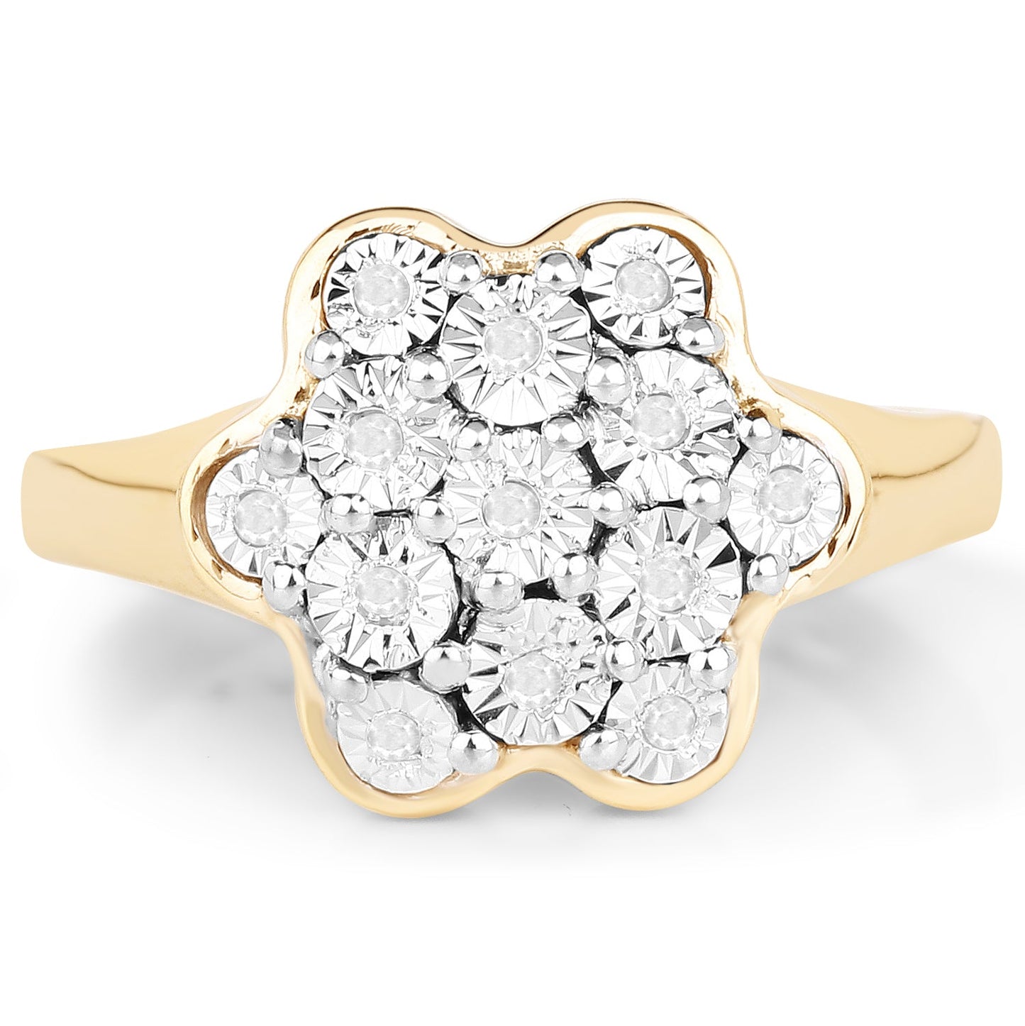 Bague cocktail en diamant plaquée or jaune 14K