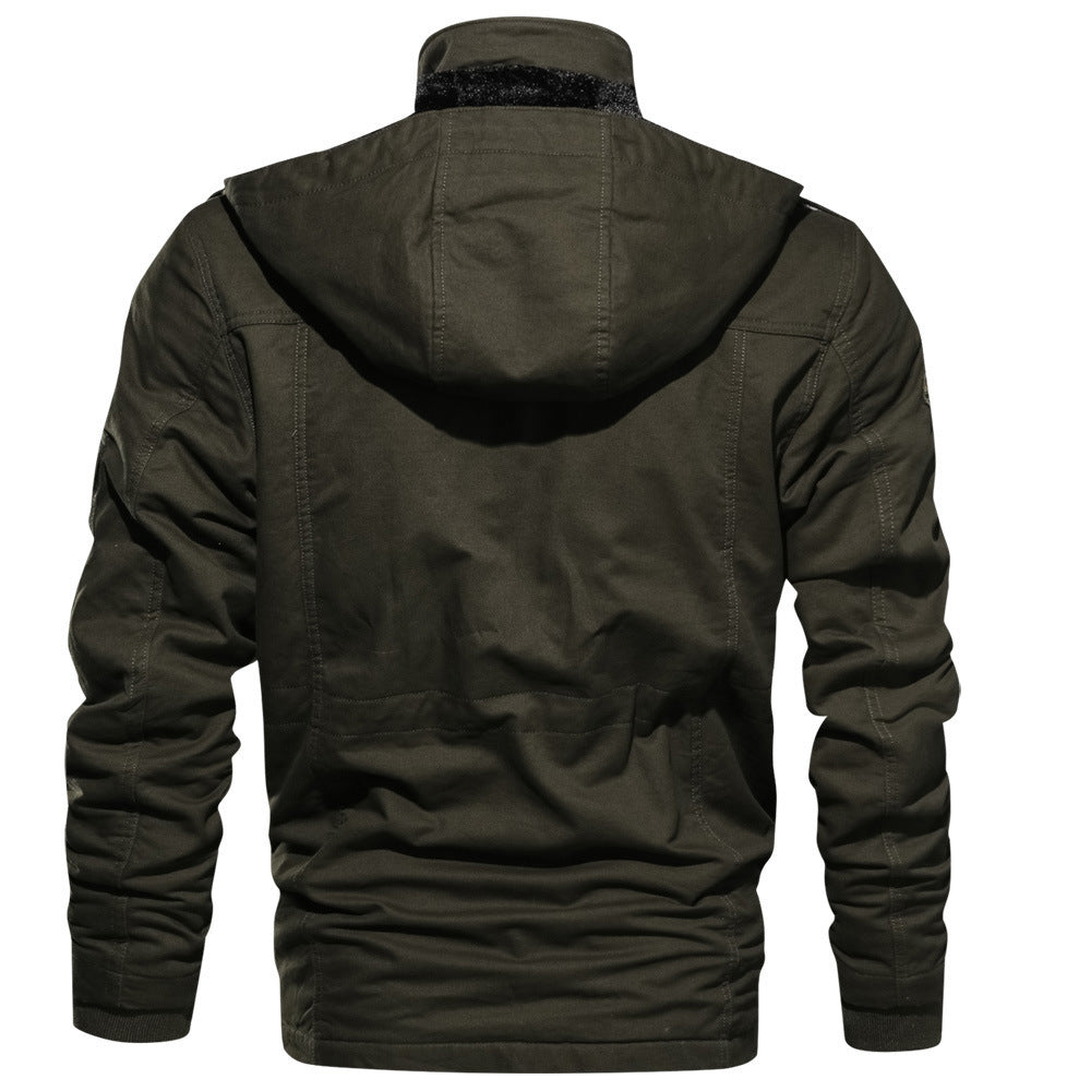 Parka d'hiver zippé pour homme avec capuche détachable